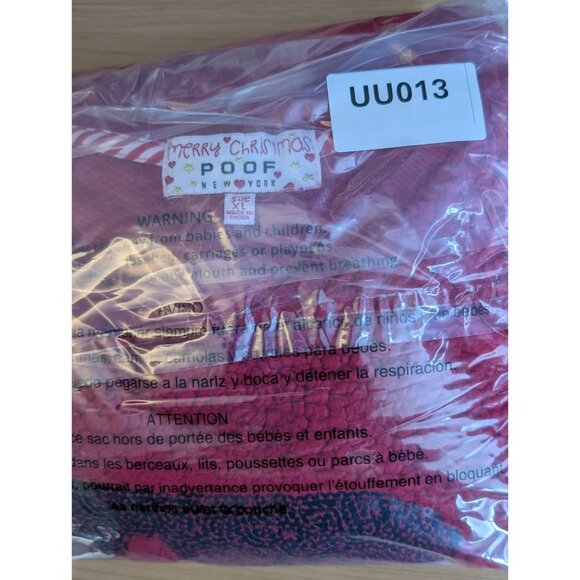 Poof New York Merry Christmas Sequin Snowman Face Sherpa Sweater Womens XL Red - Picture 7 of 7